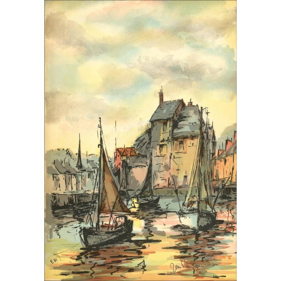 Sailing at the port - Original Lithograph signed and justified by the artist - Budget range, small prize, decoration, oe