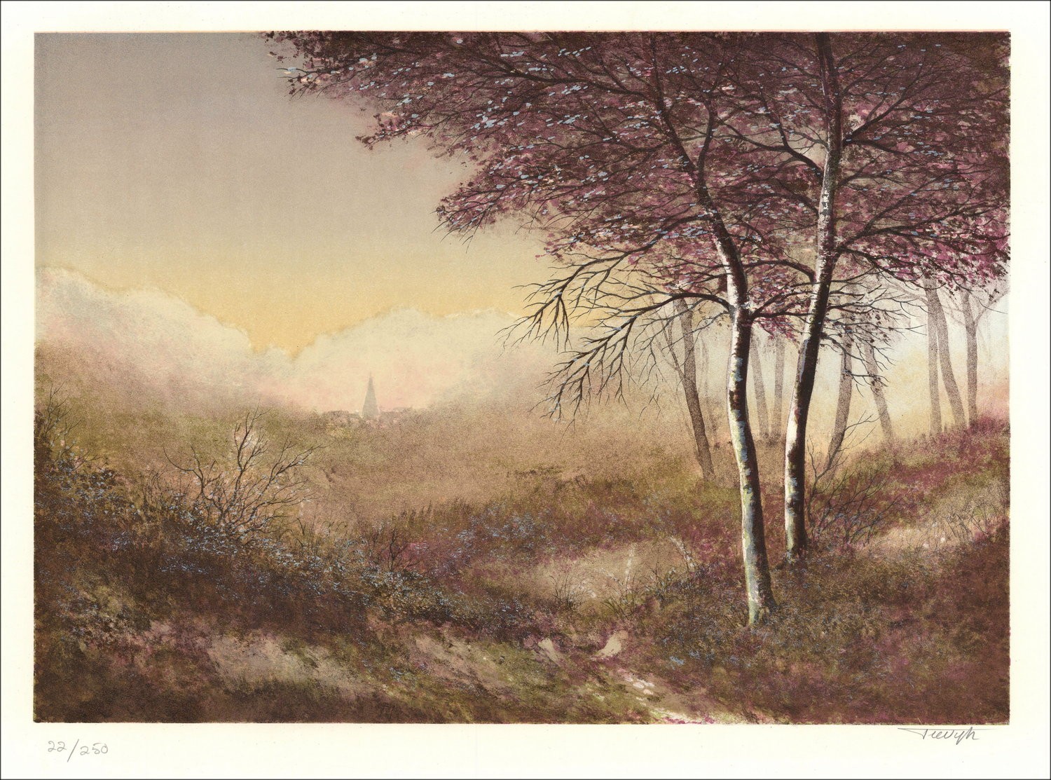 Forest border - Original lithograph signed and numbered by the artist - Budget range, small prize, decoration, oe
