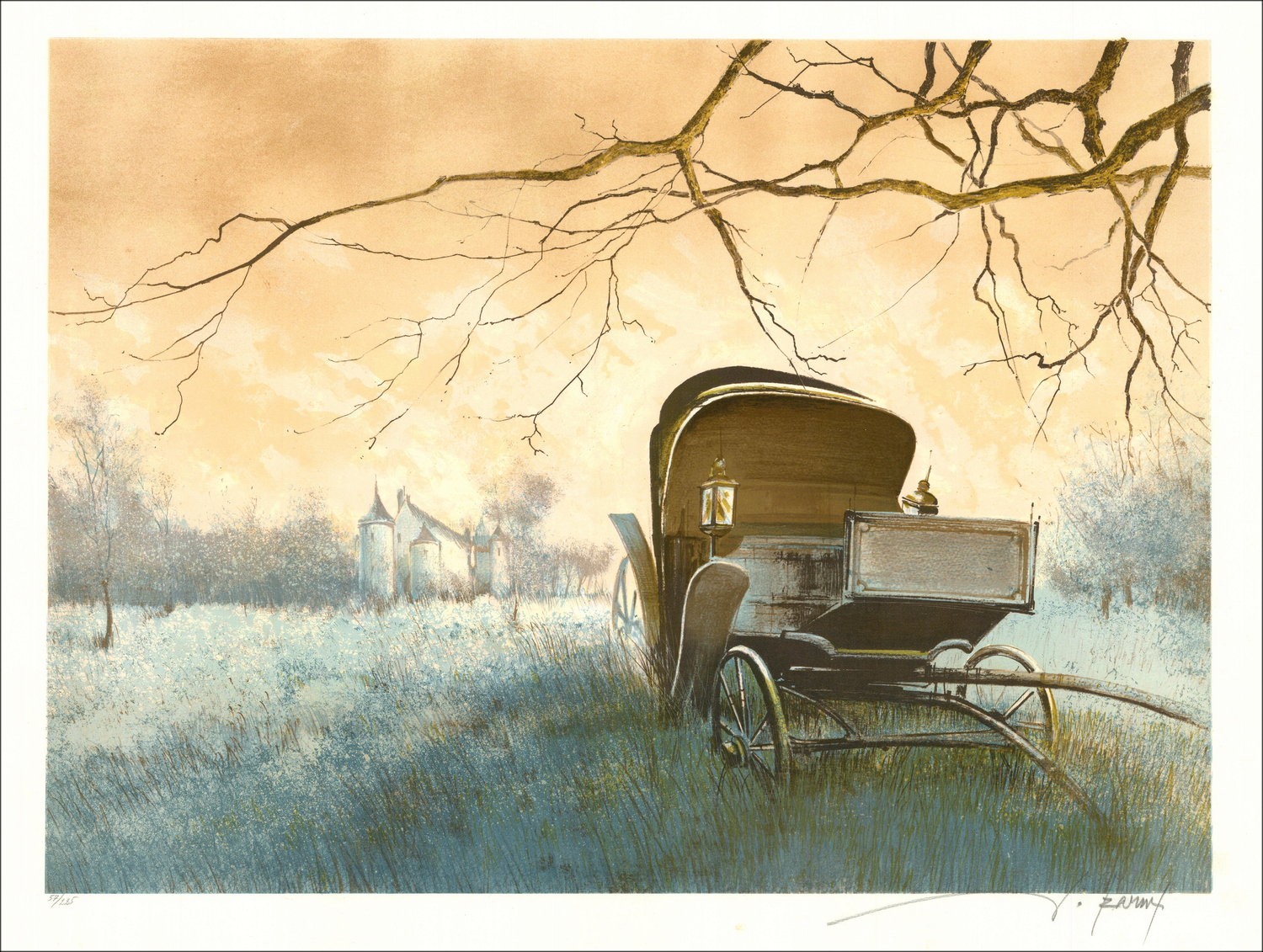 Body at the edge of the castle - Original Lithograph signed and numbered by the artist - Budget range, small prize, de