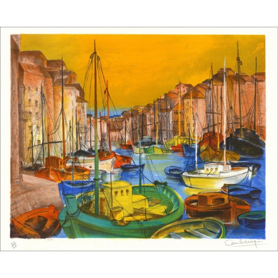 Der Port - Original-Lithographie unterzeichnet und nummeriert in Bleistift des Künstlers - Budgetbereich, kleiner Preis, Dekorat
