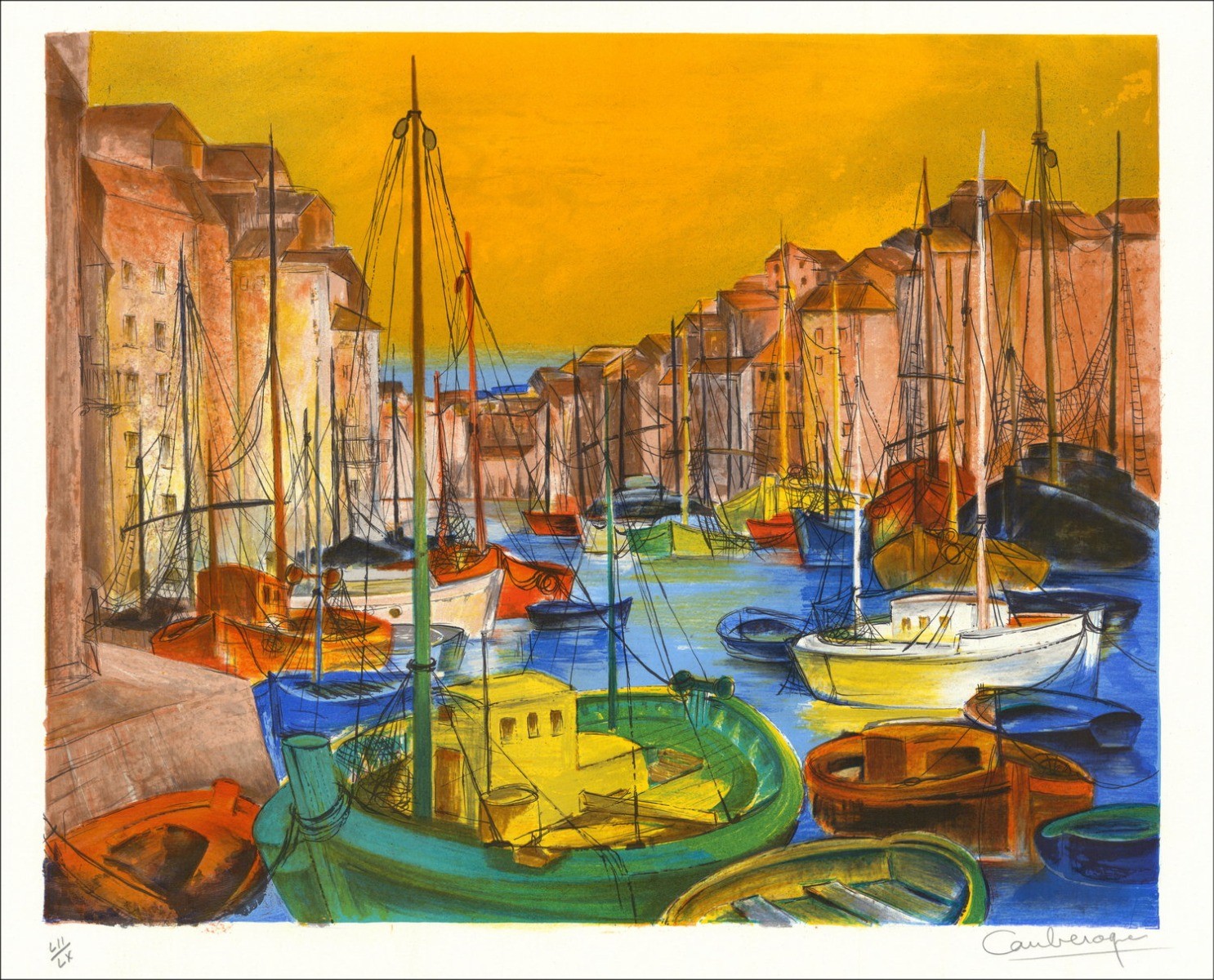 The Port - Original Lithograph signed and numbered in pencil by the artist - Budget range, small prize, decoration, work not 