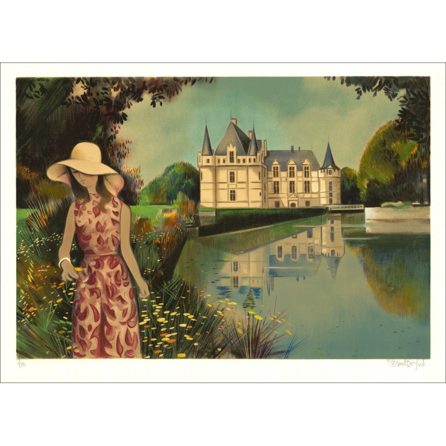 Robert Vernet-Bonfort - Litografia originale "Castello Azay Le Tenda" 54x75cm - EX 1/250