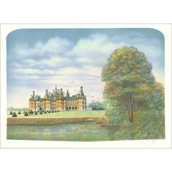 Rolf Rafflewski - Originele Litho "Chambord Castle" 54x75cm - ex 1/250