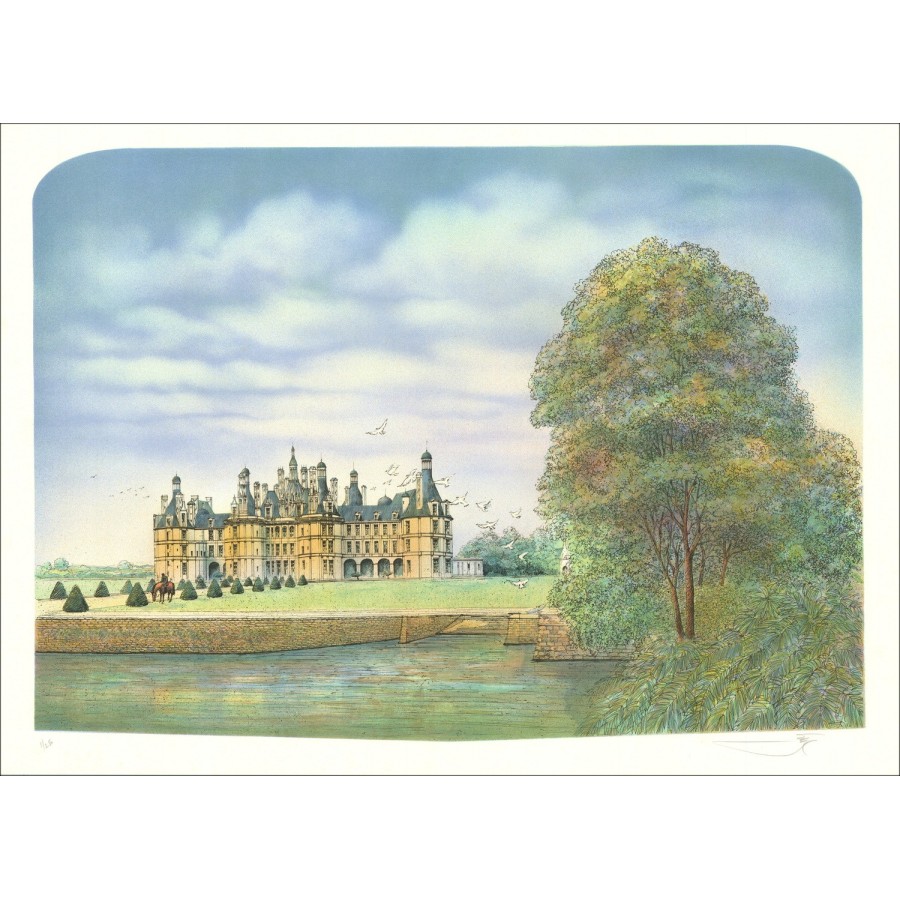Rolf RAFFLEWSKI - Lithographie Originale "Château de Chambord" 54x75cm - Ex 1/250