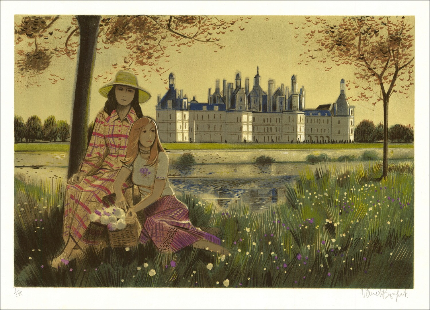 Robert VERNET-BONFORT - Original Lithograph "Château de Chambord" 54x75cm - Ex 1/250