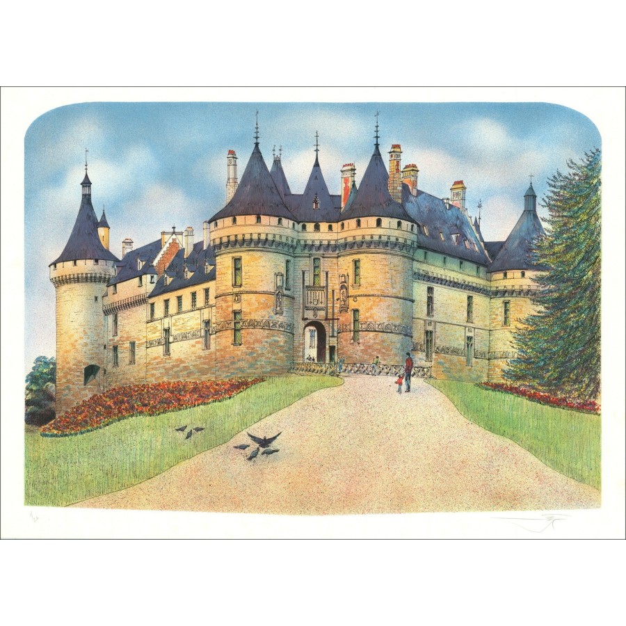 Rolf RAFFLEWSKI - Lithographie Originale "Château de Chaumont" 54x75cm - Ex 1/250