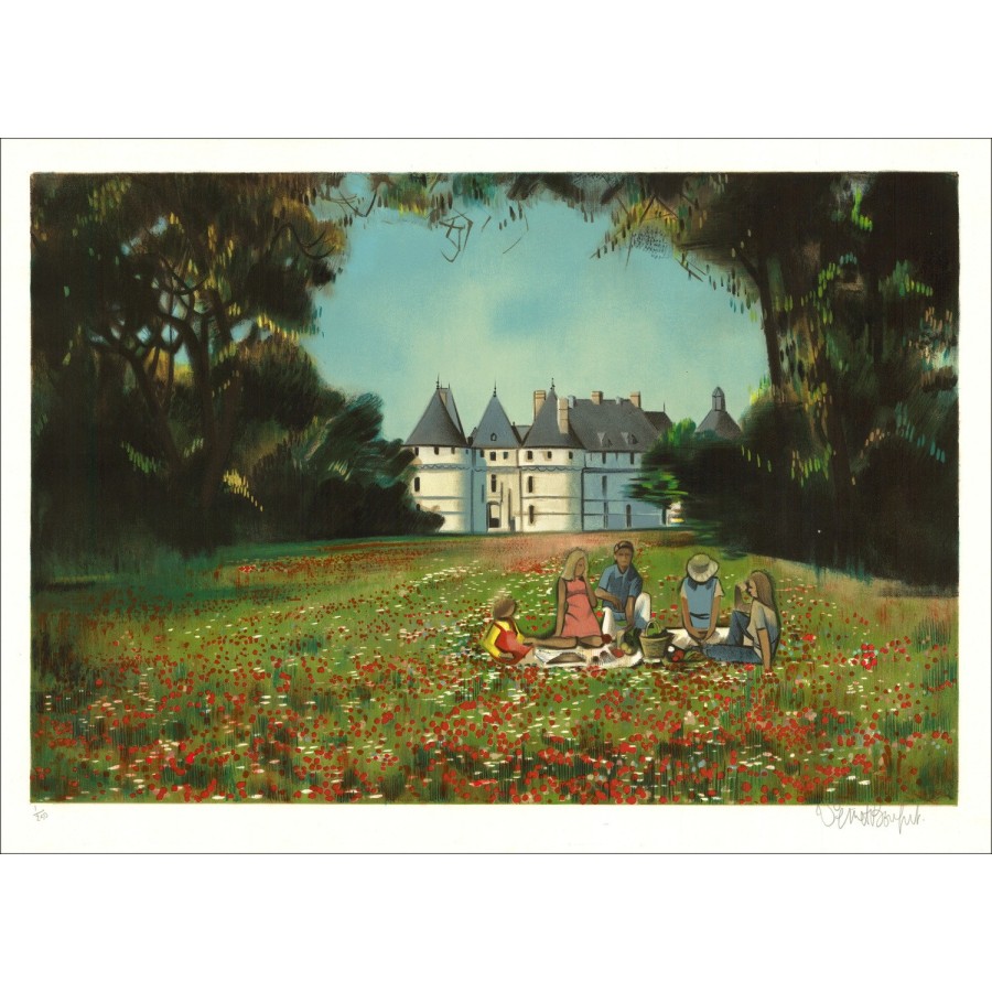 Robert Vernets-Bonfort - Originele Litho "Chaumont Castle" 54x75cm - ex 1/250