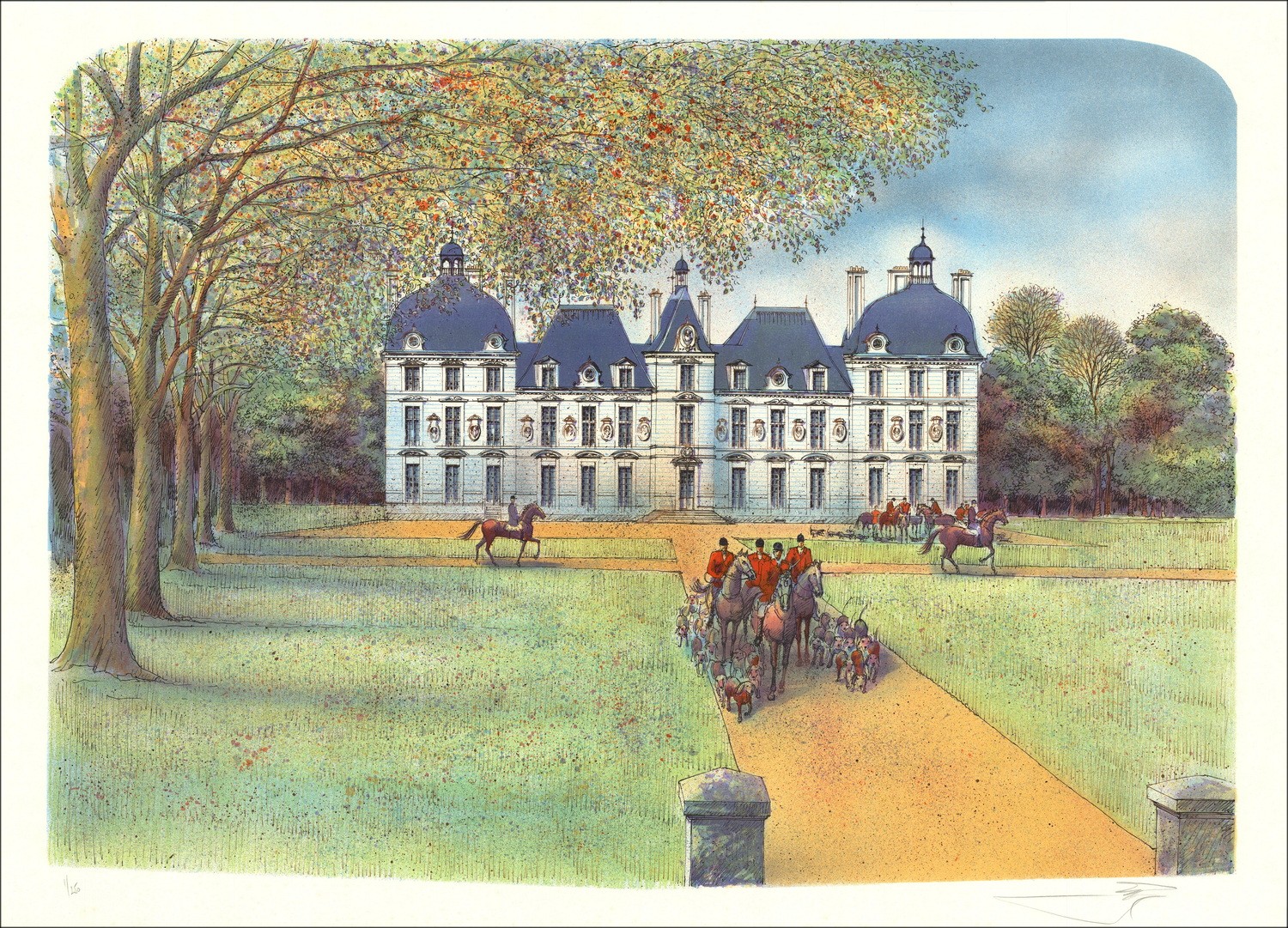 Rolf Rafflewski - Original-Lithographie "Burg von Cheverny" 54x75cm - EX 1/250