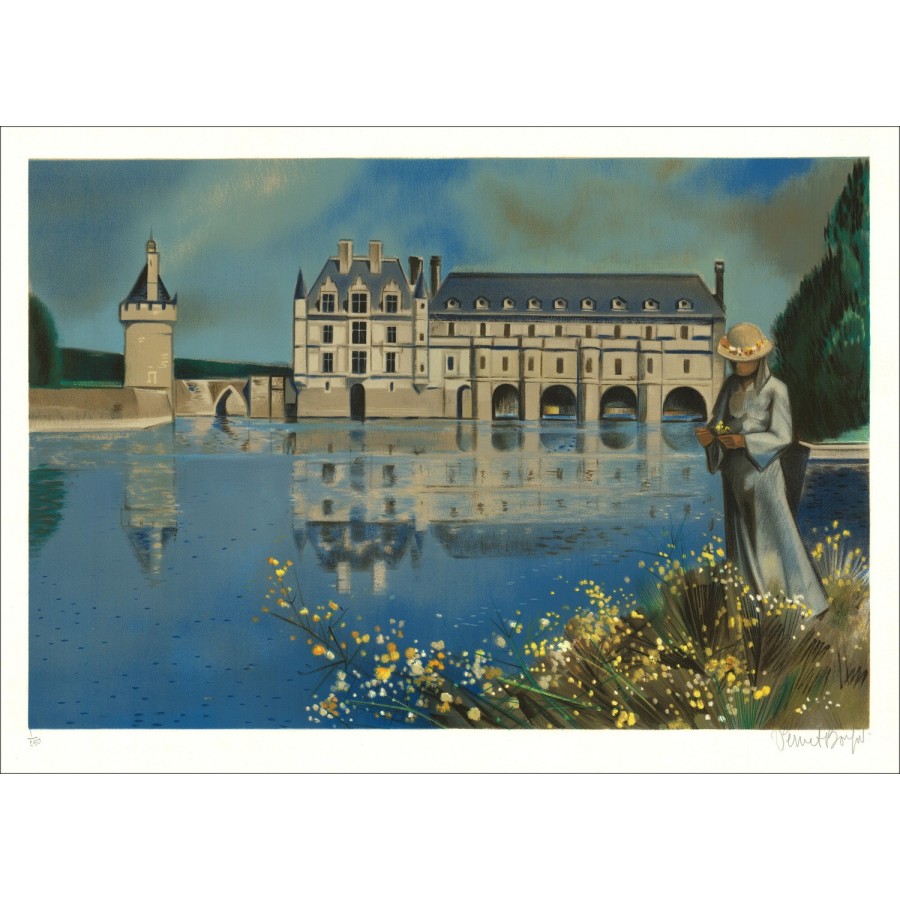 R. VERNET-BONFORT: 'Château de Chenonceau' original litografía limitada
