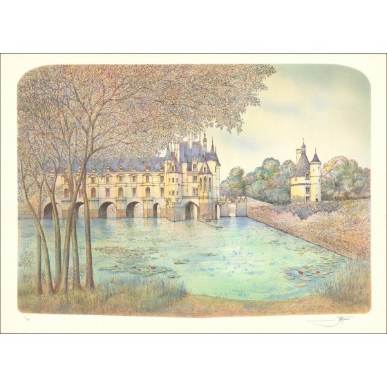 Rolf Rafflewski - Original-Lithographie "Château de Chenonceau" 54x75cm - EX 1/250