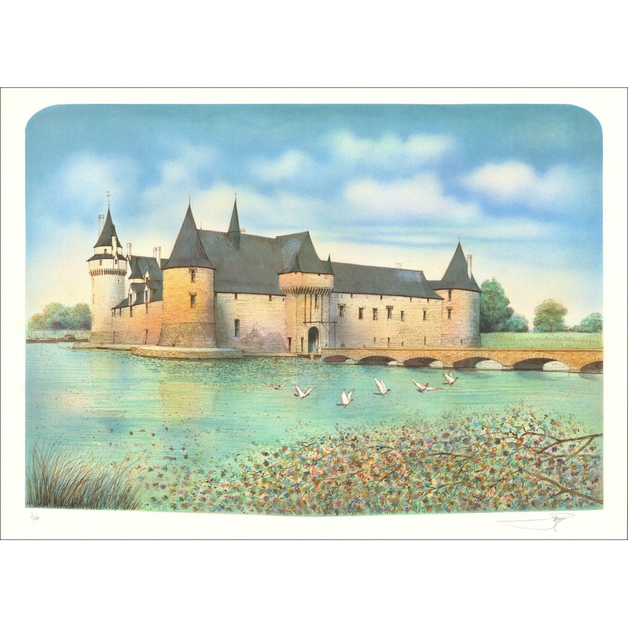 Rolf RAFFLEWSKI - Litografia originale "Castello di Plessis-Bourré" 54x75cm - EX 1/250