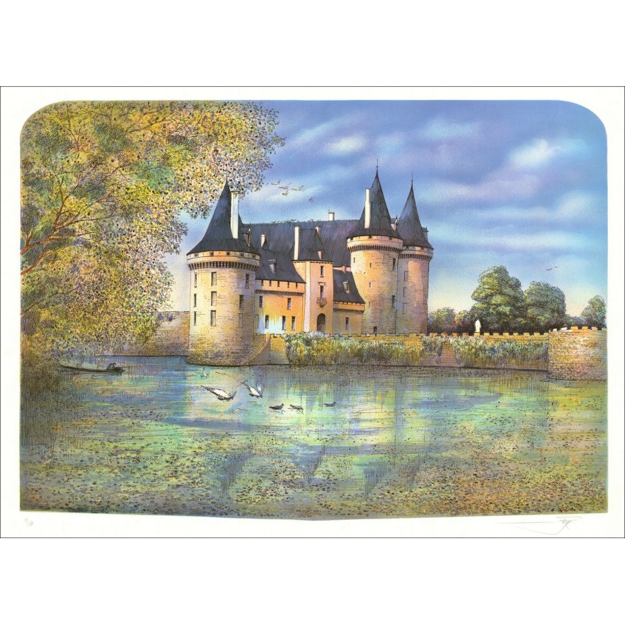 Sully-sur-Loire-Schloss - Rolf Rafflewski - Original-Lithographie - 54x75cm