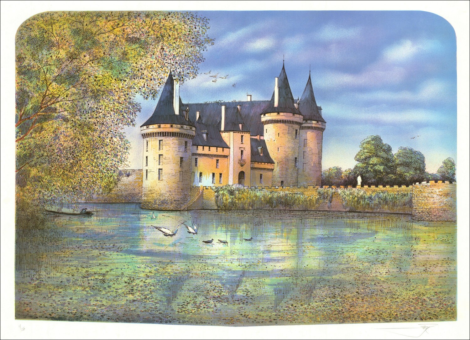 Sully-sur-Loire Castle - Rolf RAFFLEWSKI - Litografia originale - 54x75cm