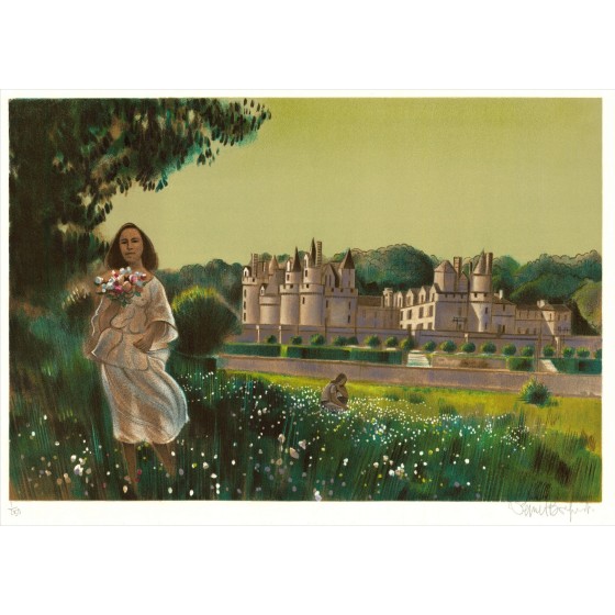 Robert Vernet-Bonfort - Original-Lithographie "Usse Castle" 54x75cm - EX 1/250