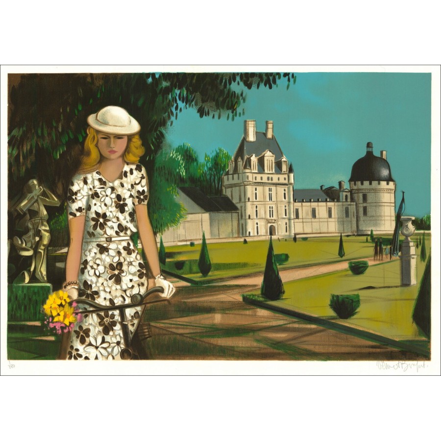 Robert Vernet-Bonfort - Litografia originale "Castello di Valençay" 54x75cm - EX 1/250