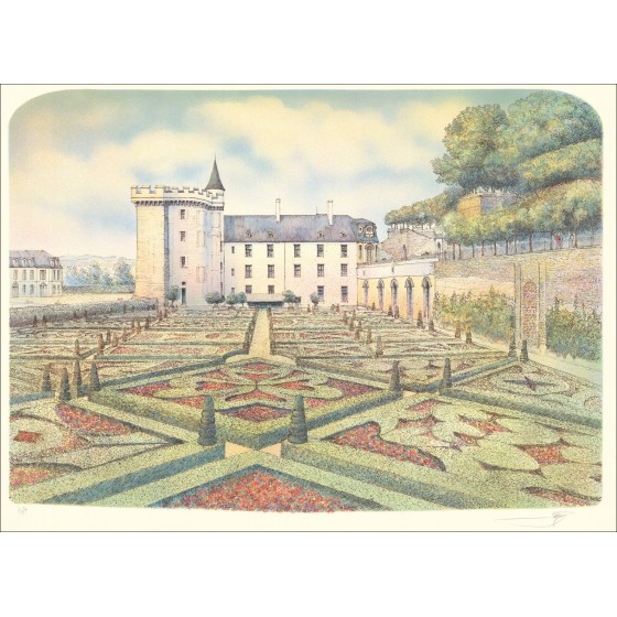 Rolf Rafflewski - Originele lithografie "Kasteel van Villandry" 54x75cm - ex 1/250