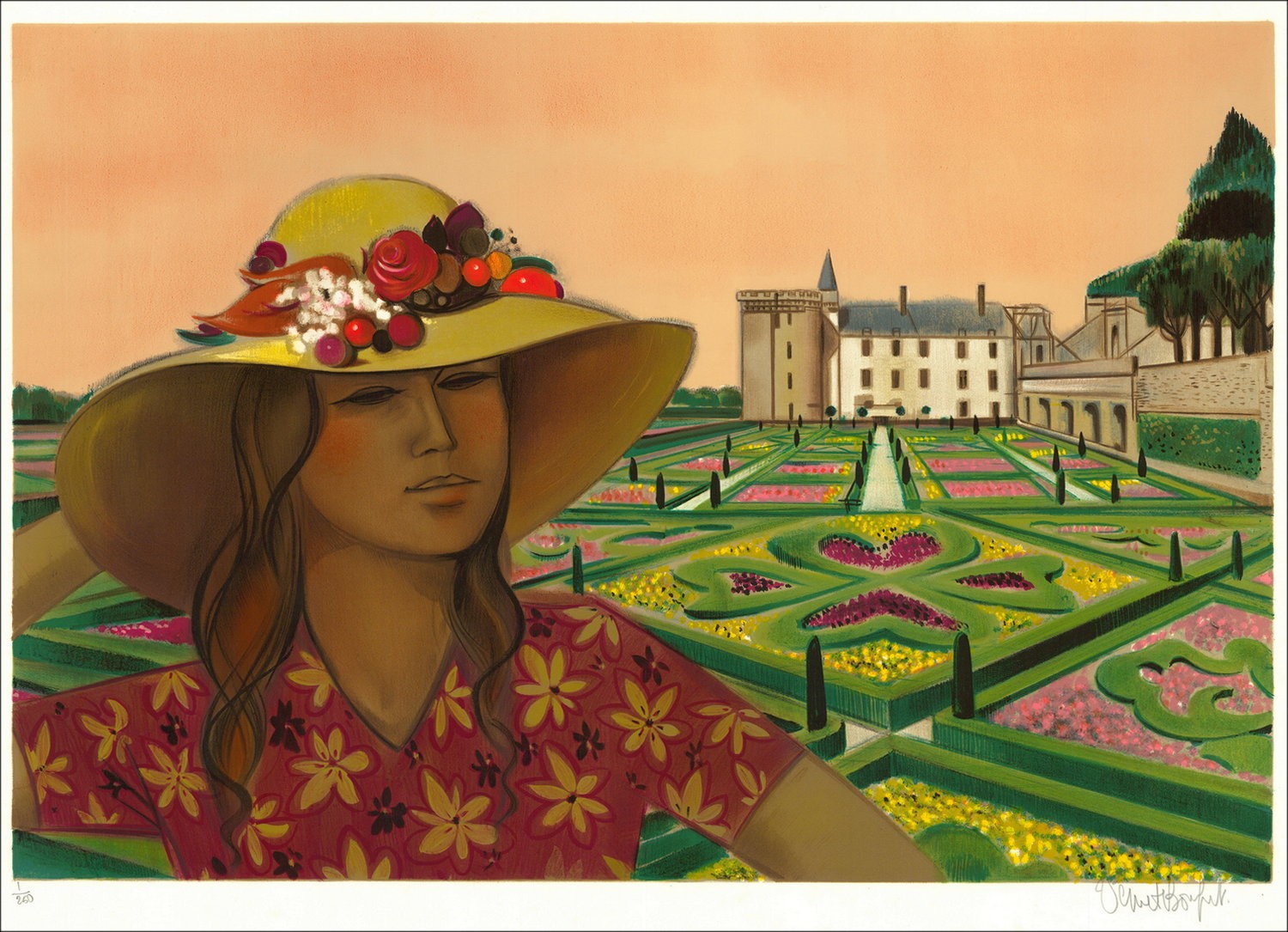 Robert Vernets-Bonfort - Originele Litho "Castle of Villandry" 54x75cm - ex 1/250