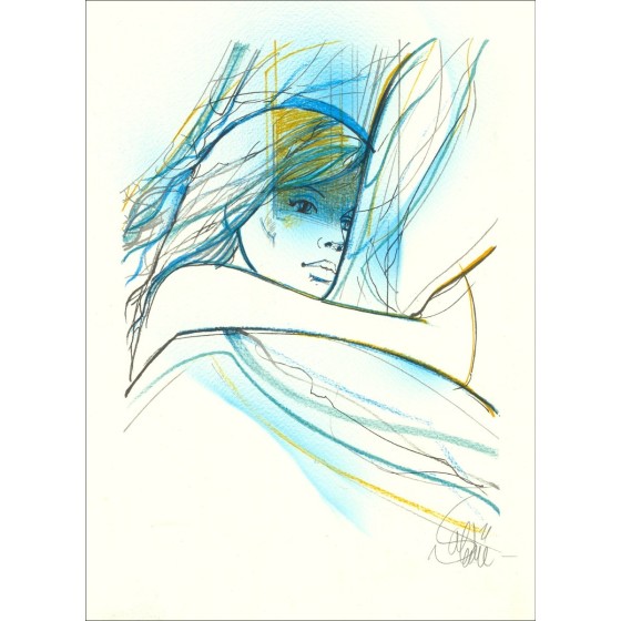 Jean-Baptiste Valadé - Litografia originale potenziata "migliorata impazienza 3" 30x22cm