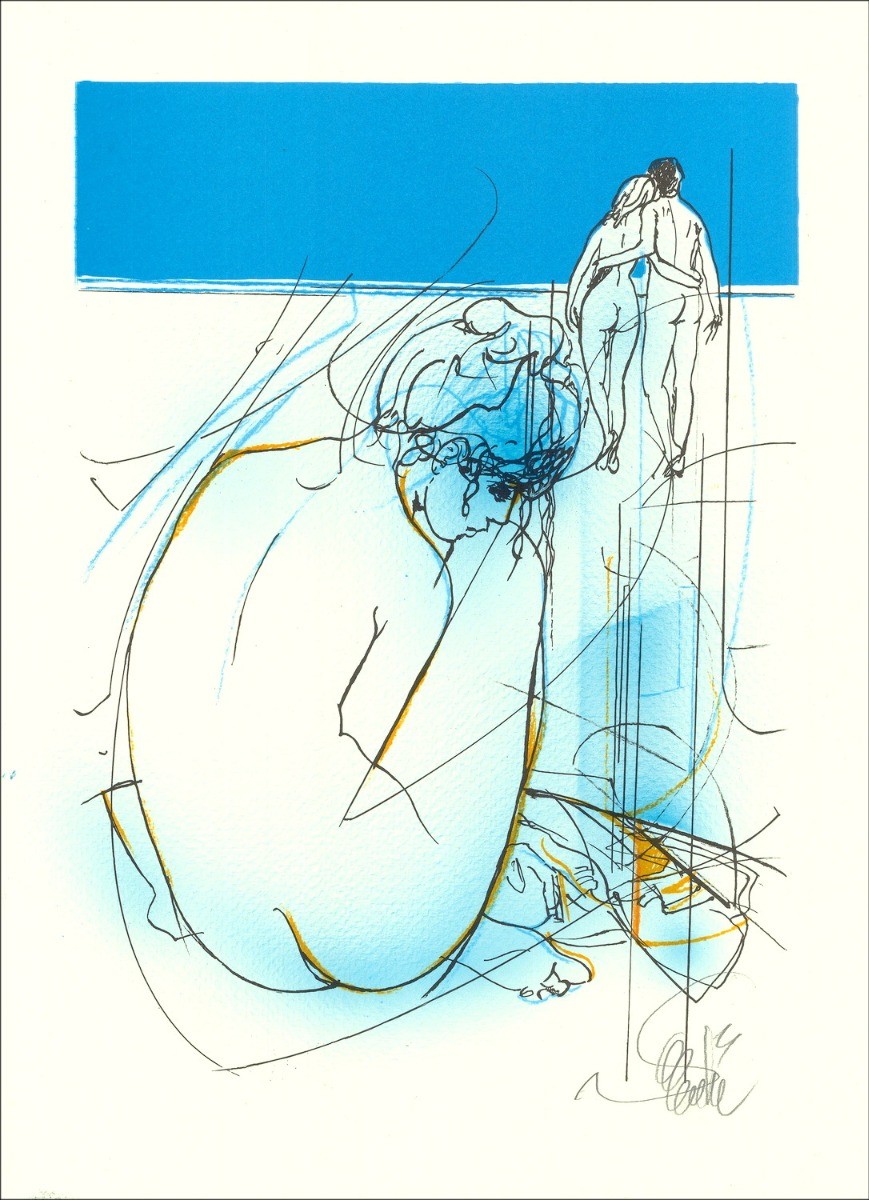Jean-Baptiste Valadé - Original-Lithographie Verbesserte "Verbesserte Ungeduld 2 30x22cm