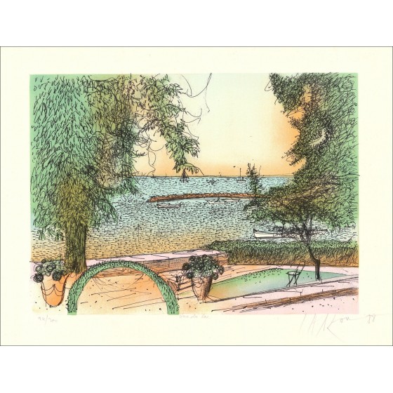 Vista del litografía original de Lake Jean Carzou para comprar 1988