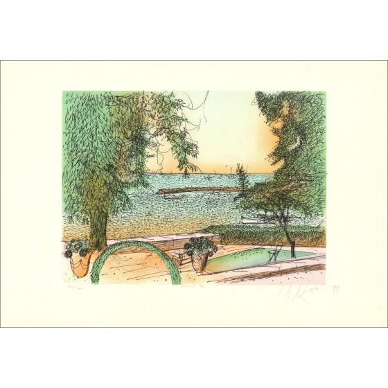 Vue du lac Jean CARZOU Lithographie originale à acheter 1988