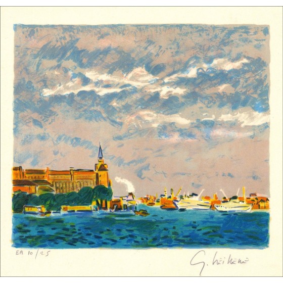 VIEILLEVIE Gérard - Litografia originale "Venezia" 35x37 cm