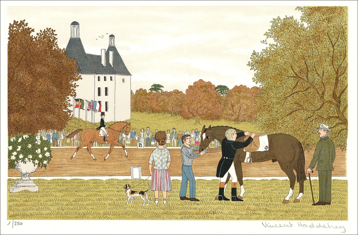 Vincent HADDELSEY - Original Lithograph "The Dressage" 37x54 cm - 1985 - Signed and Numbered