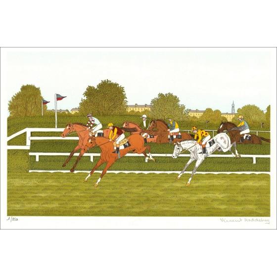 Vincent Haddelsey - Original-Lithographie "The Steeple-Chase in Außuil" 37x54 cm - 1985 - signiert und nummeriert