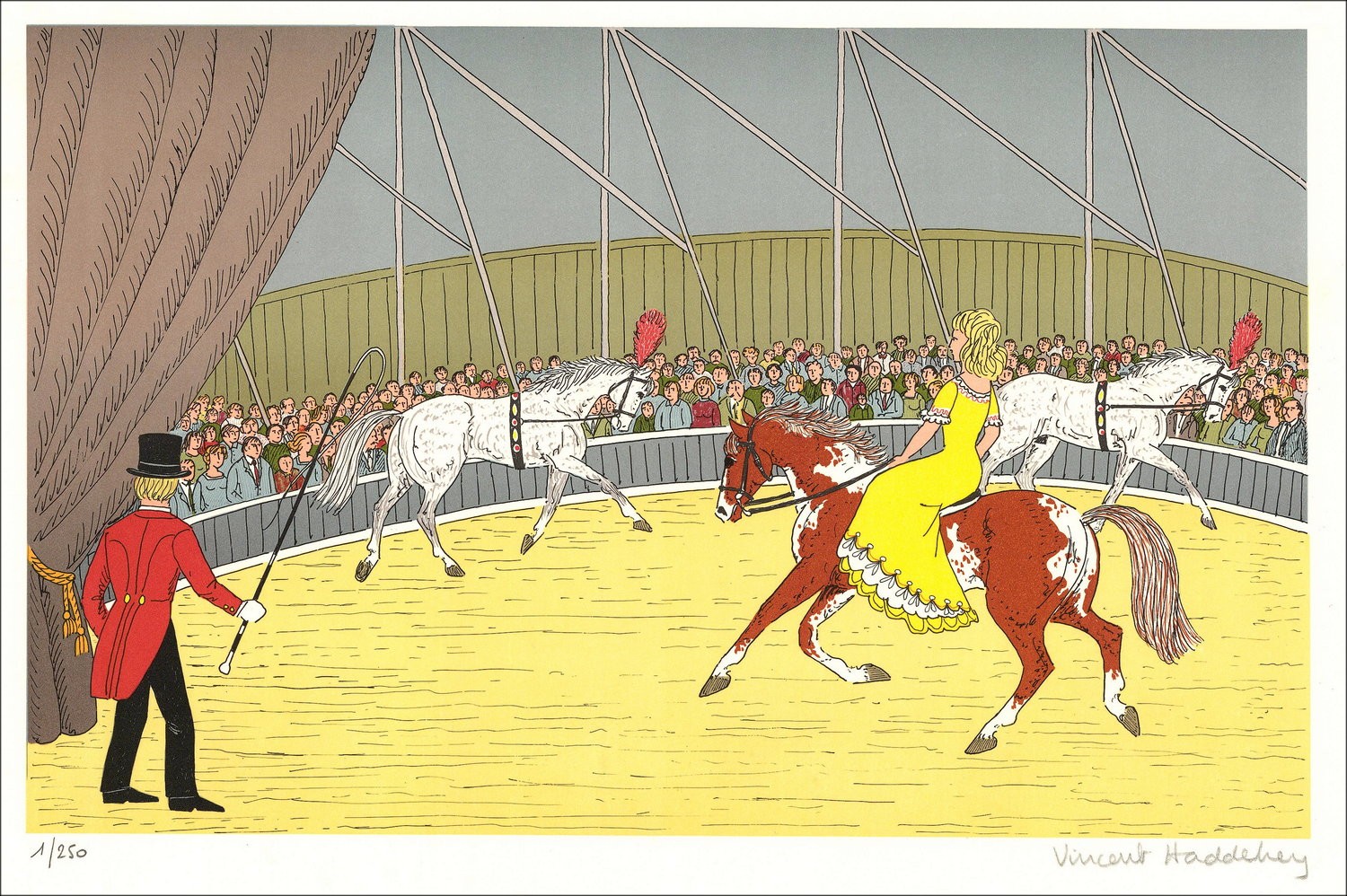 Vincent Haddelsey - Litografía original "The Circus" 37x54 cm - 1985 - Firmado y numerado