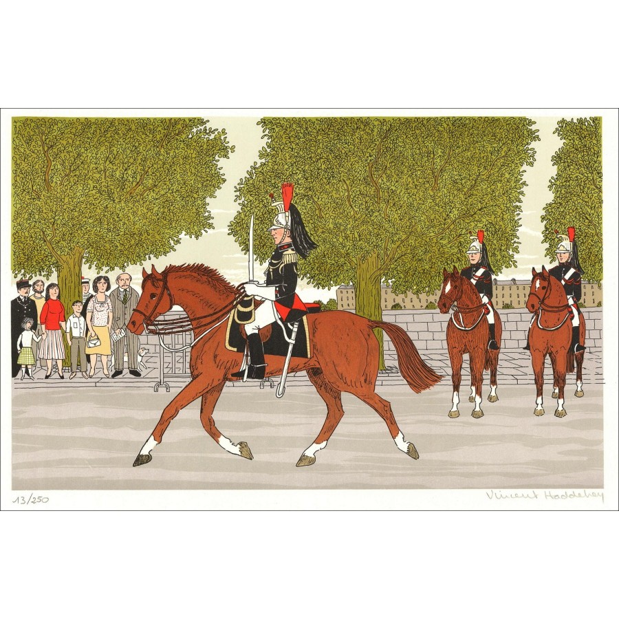 Vincent Haddelsey - Litografia originale "La guardia repubblicana" 37x54 cm - 1985 - firmata e numerata