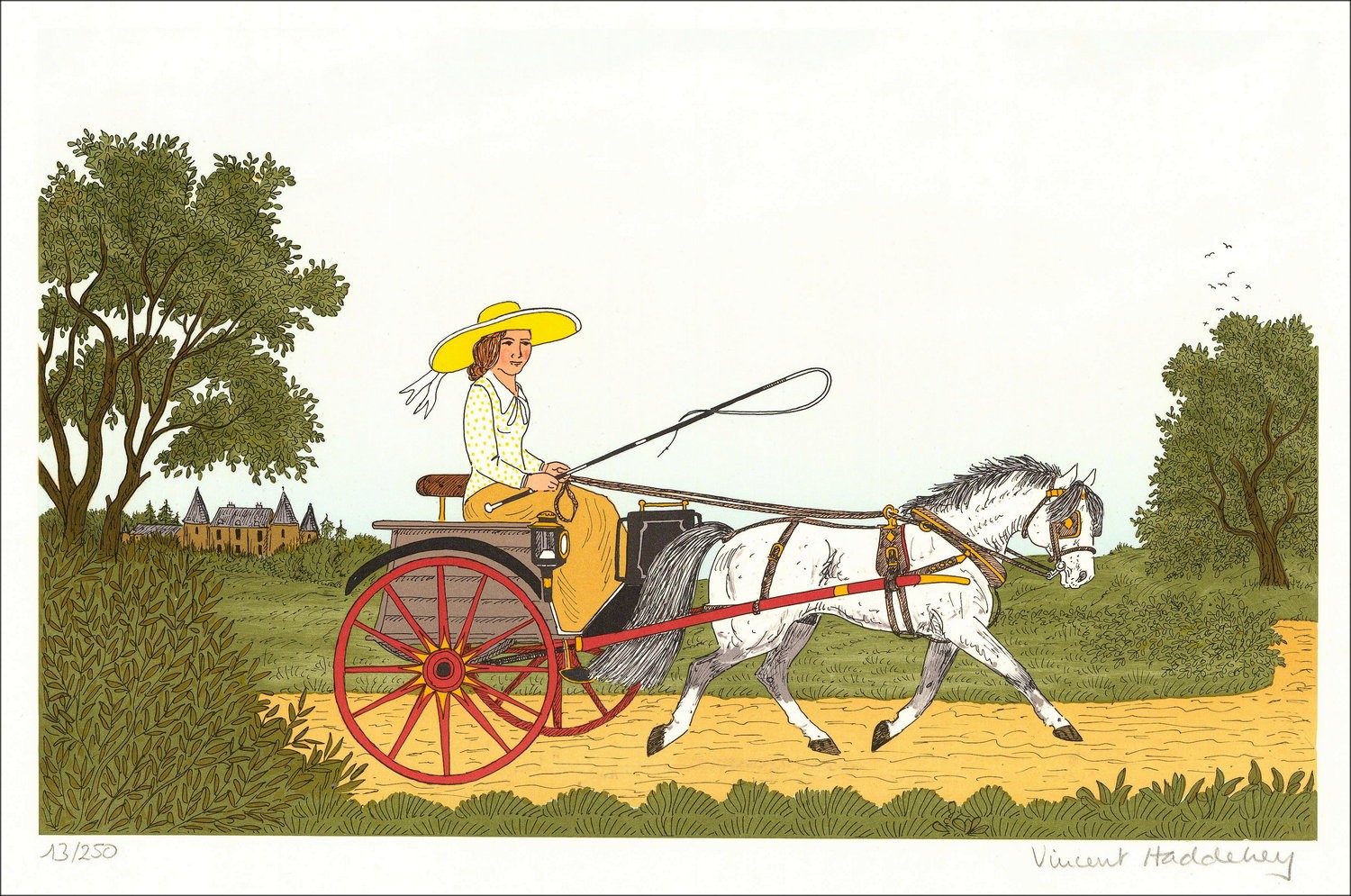 Vincent Haddelsey - Litografia originale "Il pony" 37x54 cm - 1985 - firmato e numerato