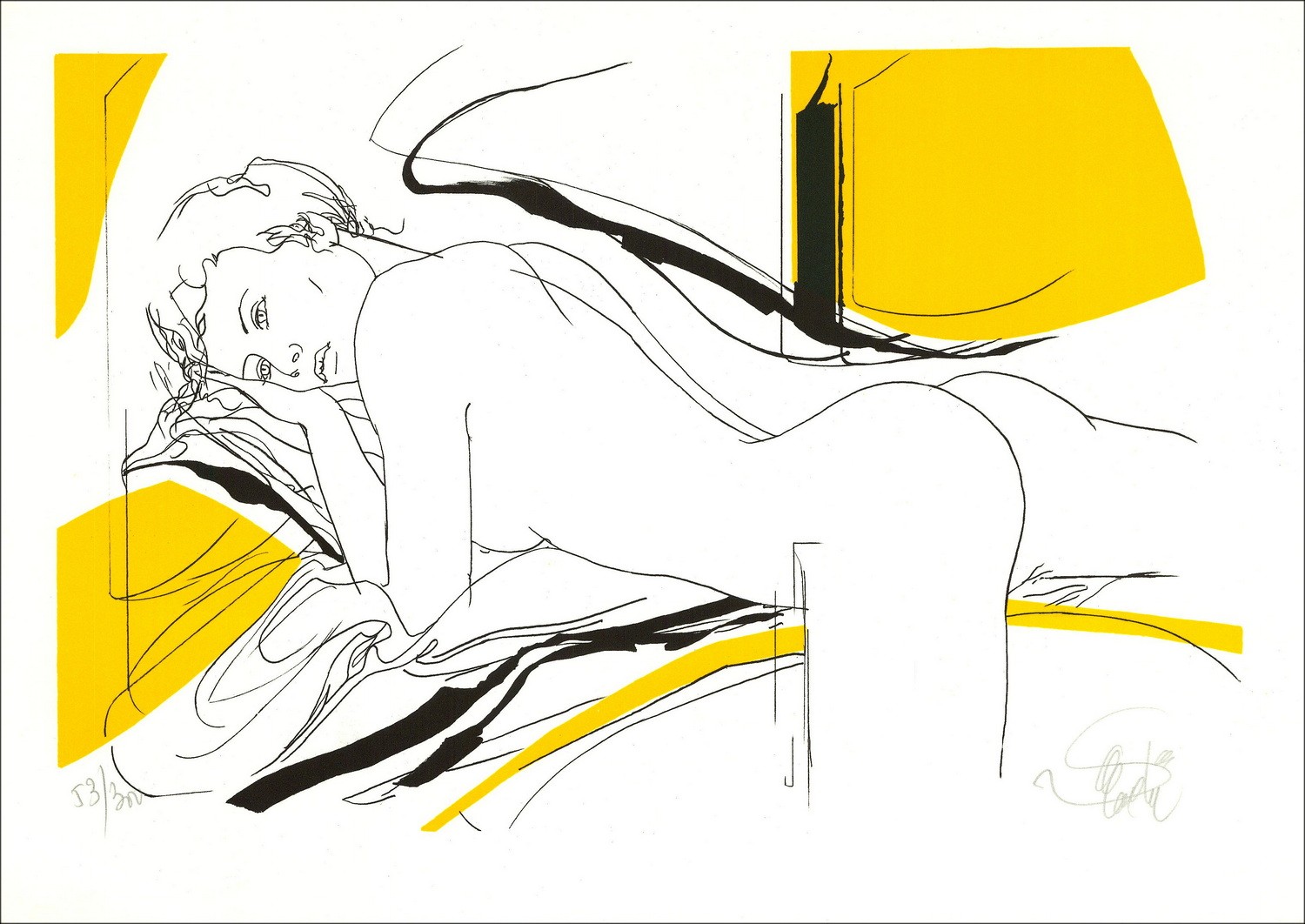 Jean-Baptiste-Valadé - Original-Lithographie "Langfrau" 32x45cm