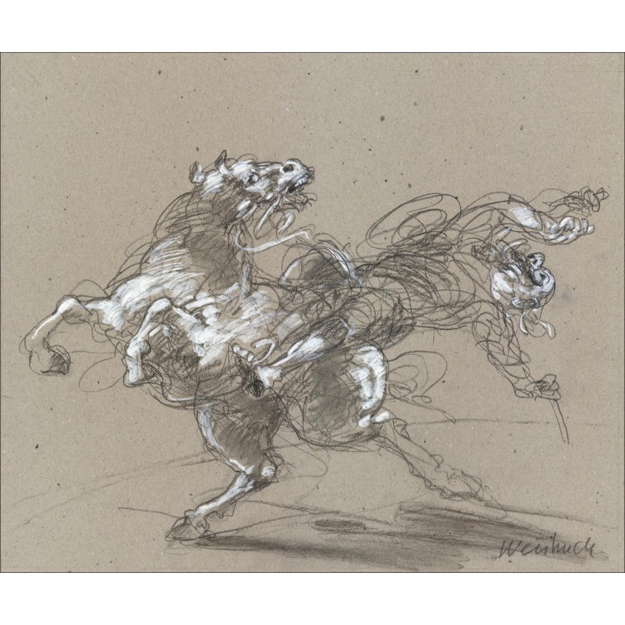 Claude WEISBUCH Don Quixote, the fall Original drawing