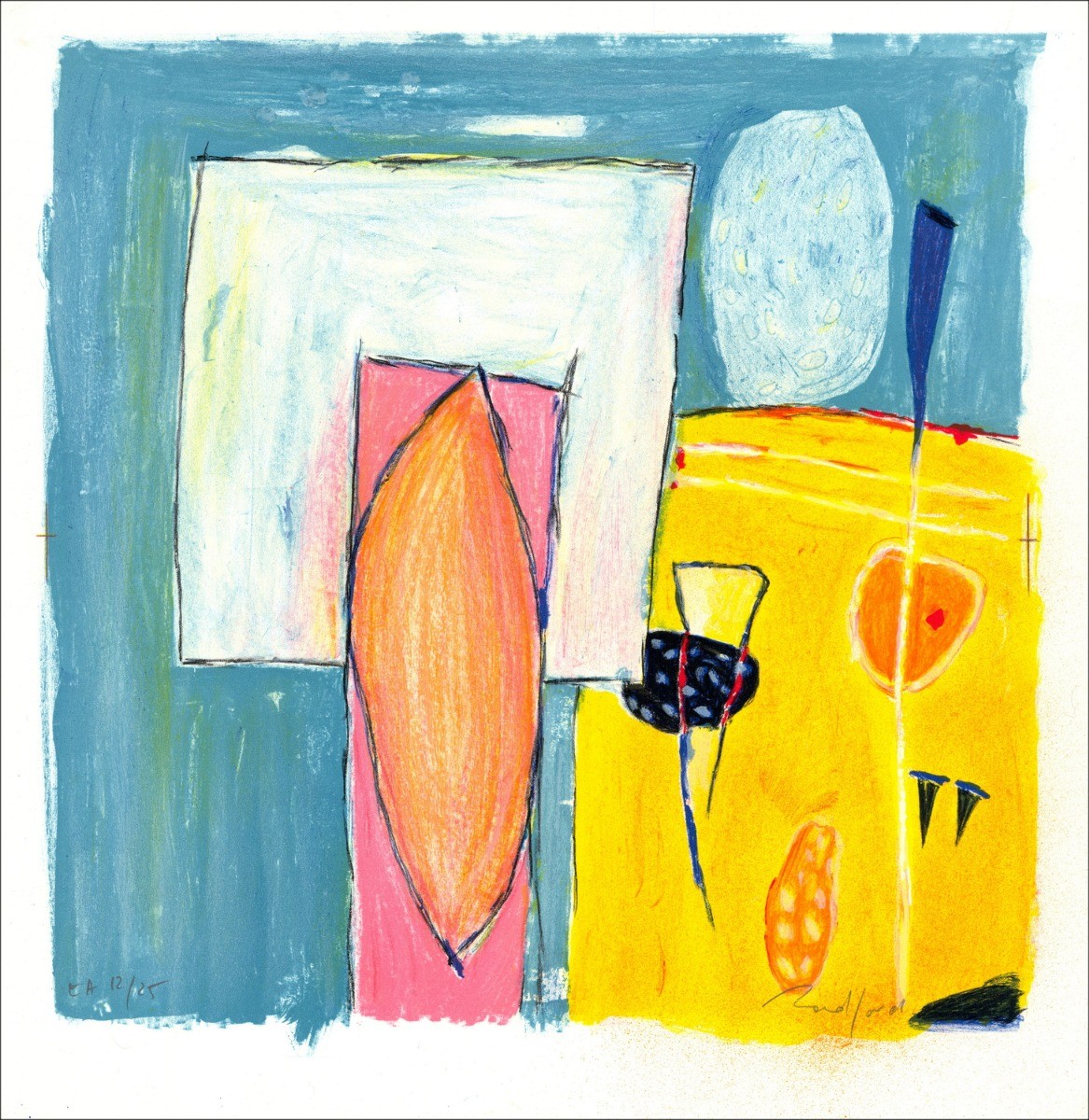 Robert RADFORD - Lithographie originale "Composition 01" 52x53cm
