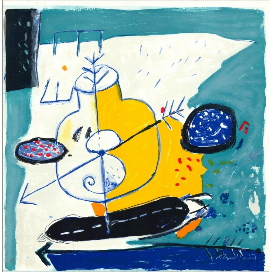 Robert Radford - Litografia originale "Composizione 02" 79x78cm