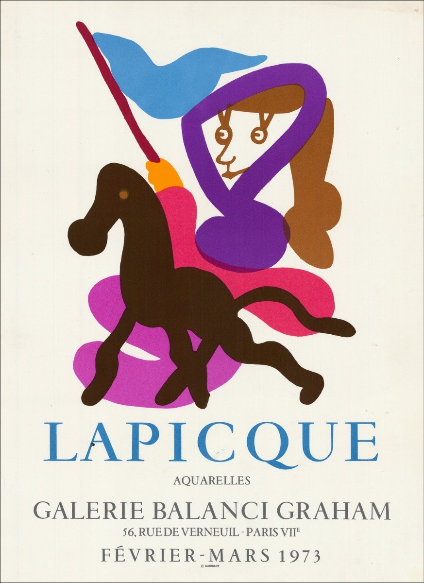 Charles LAPICQUE - Lithographie "Exposition, Galerie Balanci Graham, Paris" 57x42cm - 1973