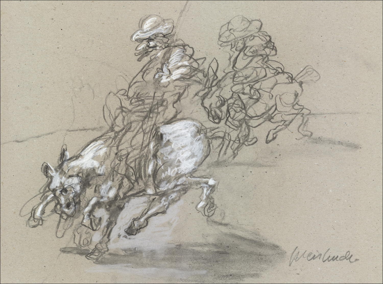 Koop Originele tekening Claude WEISBUCH De schouders van Don Quichotte 2014