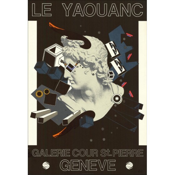 Alain le YAOUPASS - Litografía "Galería de exposiciones Corte de la Galería San Fíncica, Suiza" 73x50 cm - 1973