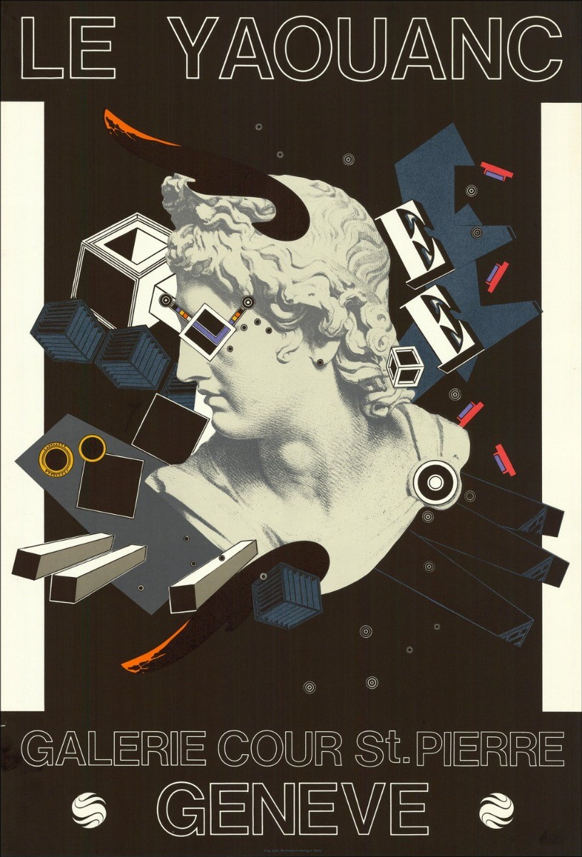 Alain Le Yaoupass - Lithosche "Tentoonstelling Gallery Court St.Pierre Geneva, Zwitserland" 73x50 cm - 1973