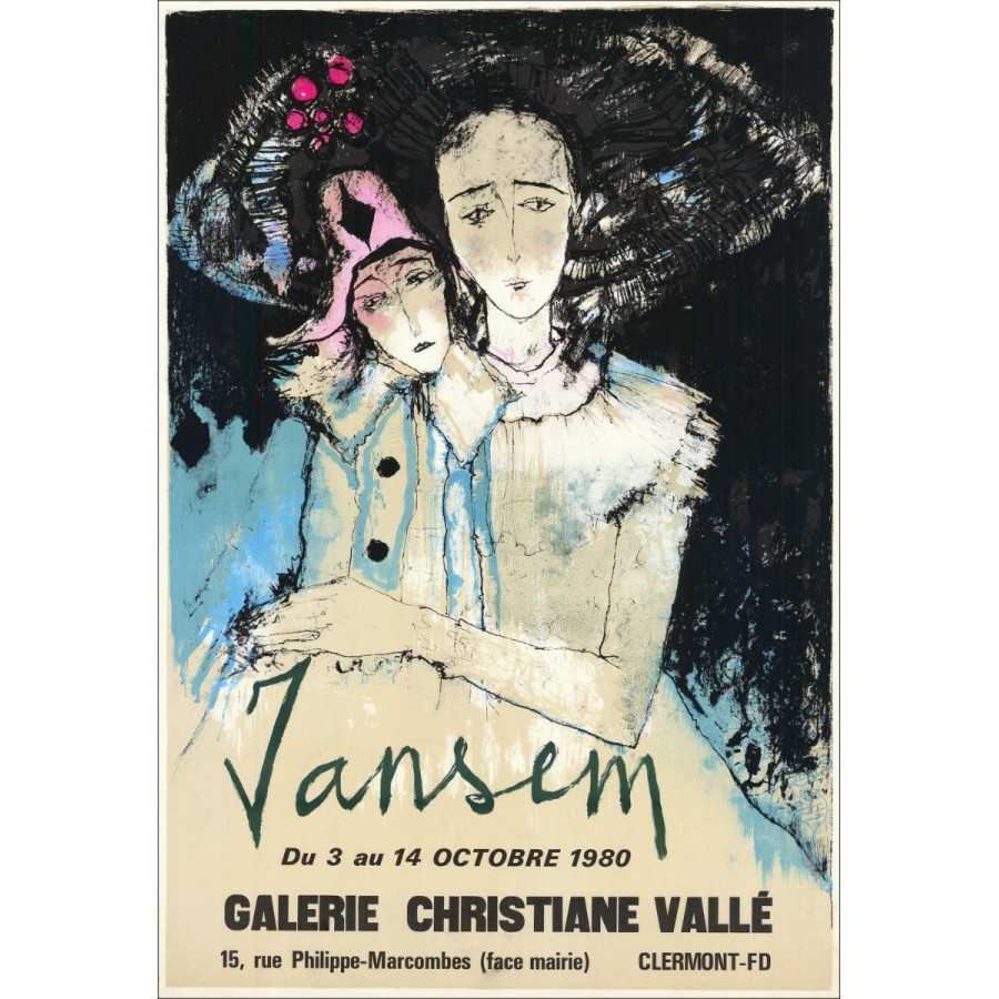Jean Jansem - Litografía "Galería de exposiciones Christiane Valle, Clermont-FD" 75x52cm - 1980