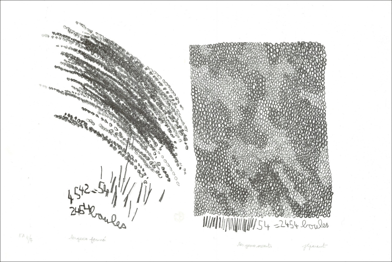 Jean-Luc PARANT - Original lithograph "Open eyes, closed eyes" 38x56cm - 2013