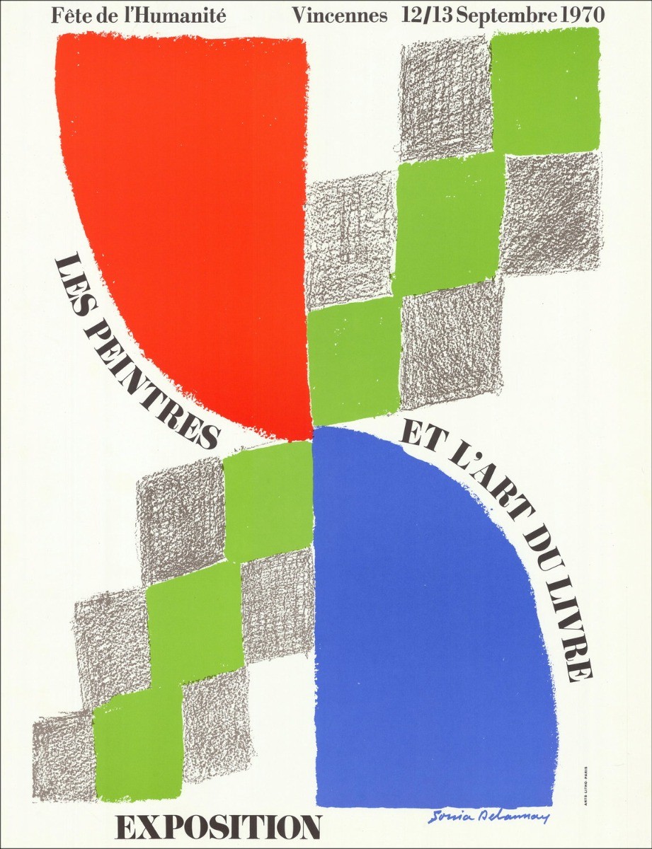 Sonia Delaunay - Poster litografica "Mostre festival dell'umanità, Parigi" 65x50cm- 1970