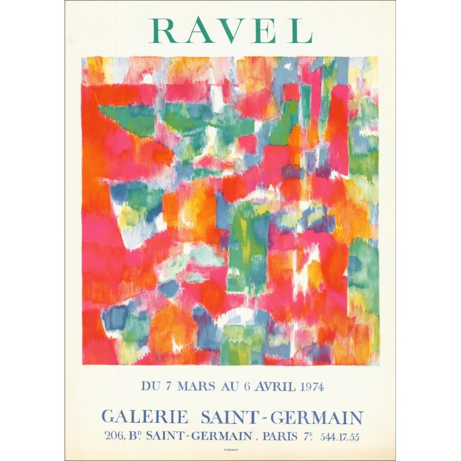 Daniel Ravel - Cartel litográfico "Galería de exposiciones Saint-Germain, París" 71x51cm - 1974