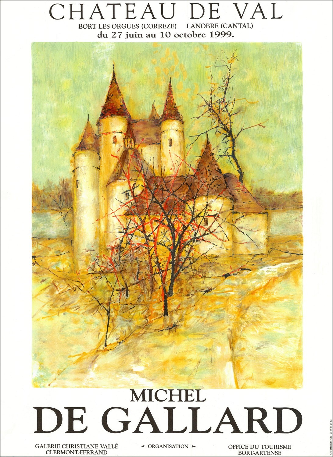 Michel DE GALLARD - Lithographie "Exposition Galerie Christiane Vallé, Clermont-Ferrand" 76x56cm - 1999