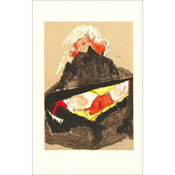 Egon Schiele - Lithografie "roodharig meisje met benen, 1910" 50x32cm
