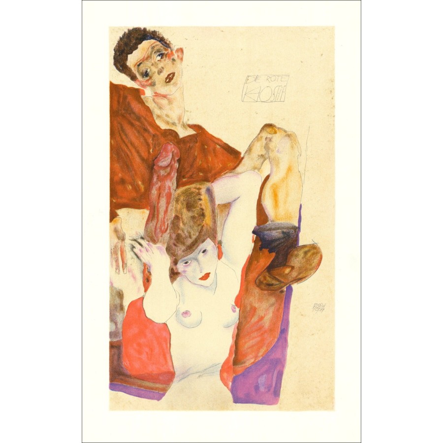 Egon Schiele - Lithographie "Der rote Host, 1911" 50x32cm
