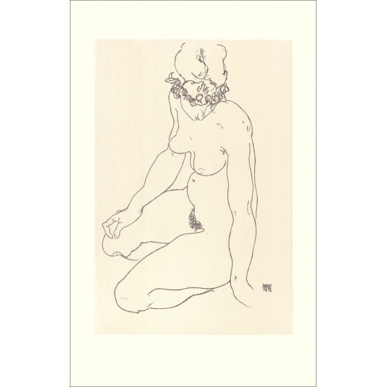 SCHIELE Egon - Lithographie "Nackte Frau kniend, 1918" 50x32cm