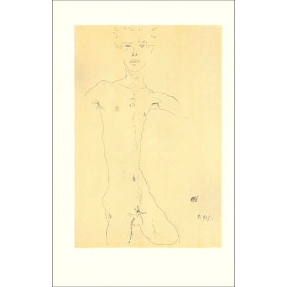 Egon Schiele - Lithosche "Naakt Man, Standing, 1912" 50x32cm