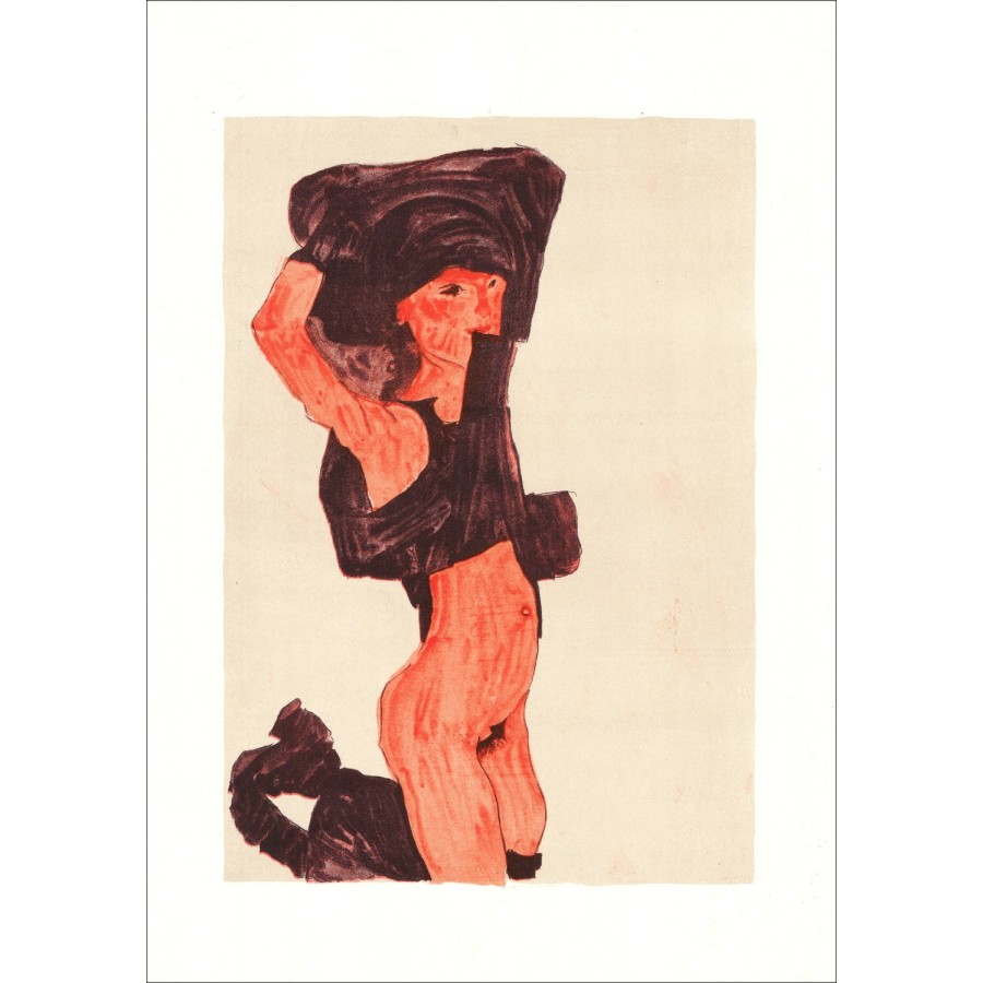 Egon SCHIELE - Lithograph "The girl standing on her knees, 1918" 50x32cm