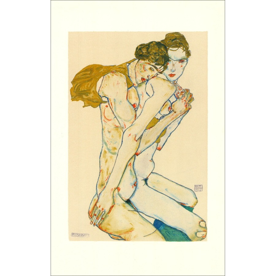 Egon SCHIELE - Lithographie "Les deux amies, 1913" 50x32cm